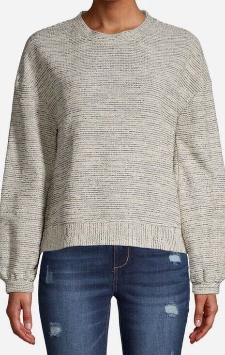 Time and Tru Tops - Time and Tru Women's Long Sleeve Drop Shoulder Top Navy White Large 12-14